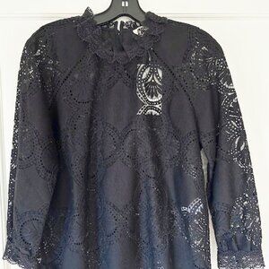 NWT Sezane - Bianca Blouse Blk, Sz 6 (US)